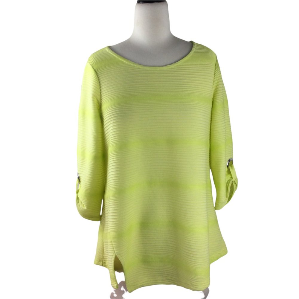 Ali Miles Green Top, 3/4 Sleeves, Scoop Neck, SP‎